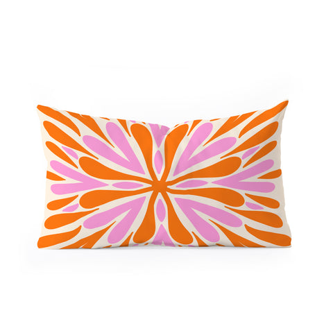 Angela Minca Modern Petals Orange and Pink Oblong Throw Pillow