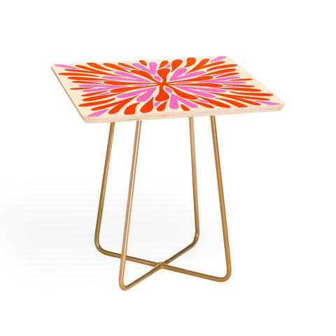 Angela Minca Modern Petals Orange and Pink Side Table