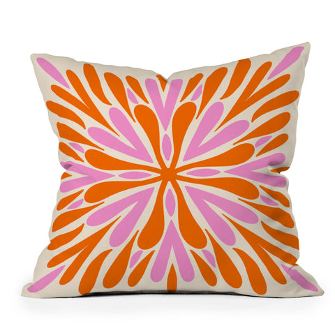 Angela Minca Modern Petals Orange and Pink Throw Pillow