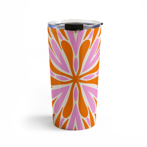 Angela Minca Modern Petals Orange and Pink Travel Mug