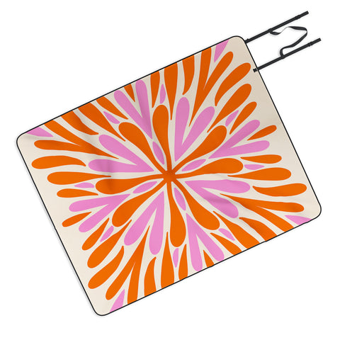 Angela Minca Modern Petals Orange and Pink Picnic Blanket