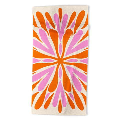 Angela Minca Modern Petals Orange and Pink Beach Towel