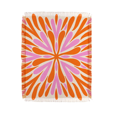 Angela Minca Modern Petals Orange and Pink Throw Blanket