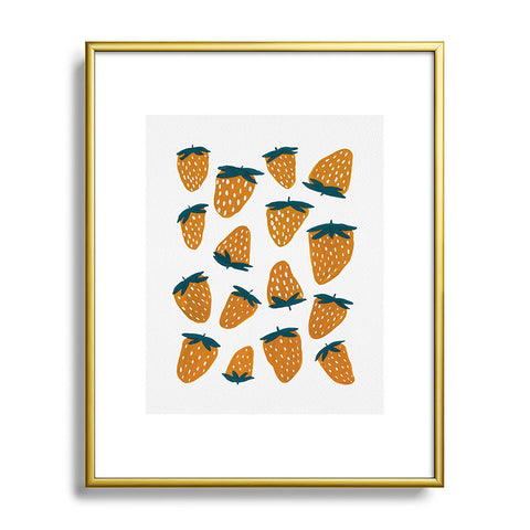 Angela Minca Organic orange strawberries Metal Framed Art Print