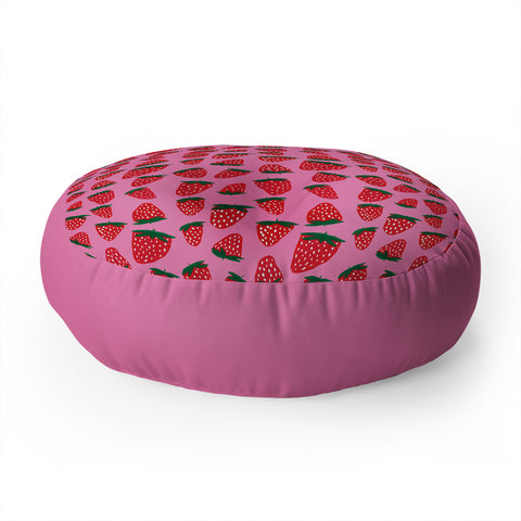 Angela Minca Organic summer strawberries Floor Pillow Round