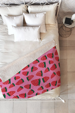 Angela Minca Organic summer strawberries Fleece Throw Blanket