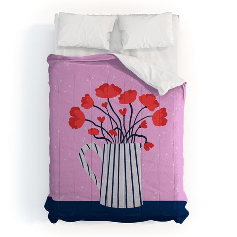 Angela Minca Poppies pink and blue Comforter