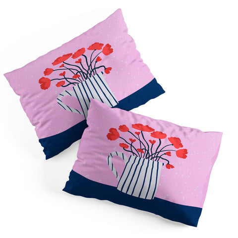 Angela Minca Poppies pink and blue Pillow Shams