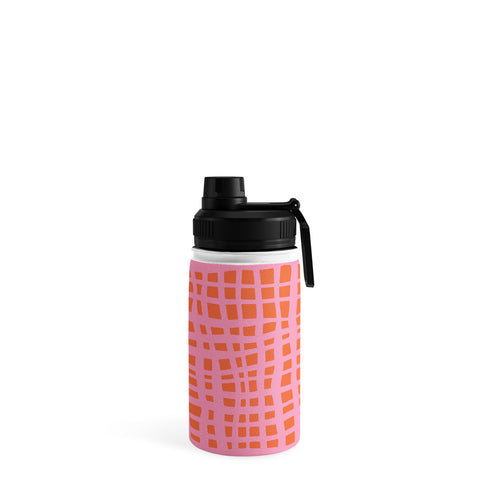 Angela Minca Retro grid orange and pink Water Bottle