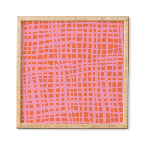 Angela Minca Retro grid orange and pink Framed Wall Art