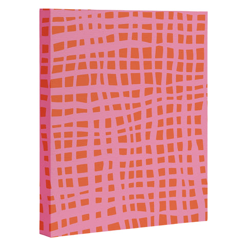 Angela Minca Retro grid orange and pink Art Canvas