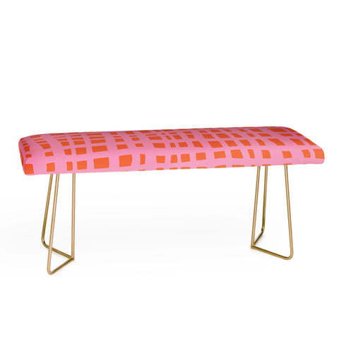 Angela Minca Retro grid orange and pink Bench