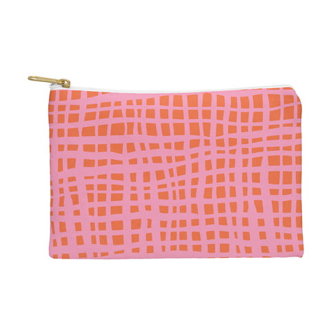 Angela Minca Retro grid orange and pink Pouch