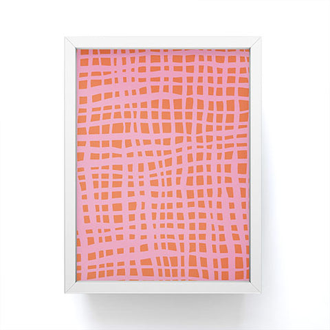Angela Minca Retro grid orange and pink Framed Mini Art Print