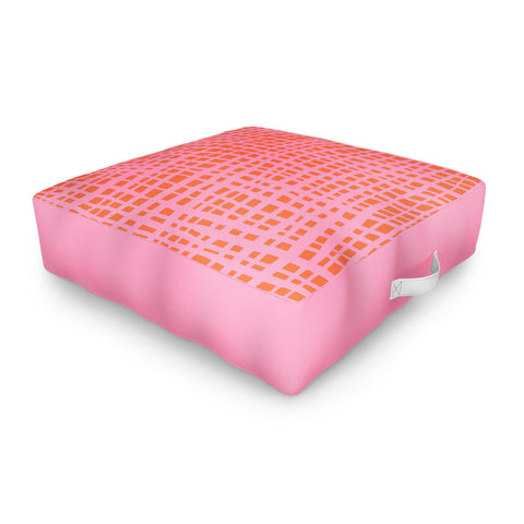 Angela Minca Retro grid orange and pink Outdoor Floor Cushion