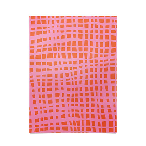 Angela Minca Retro grid orange and pink Poster