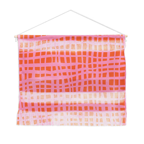 Angela Minca Retro grid orange and pink Wall Hanging Landscape