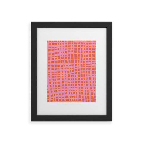 Angela Minca Retro grid orange and pink Framed Art Print