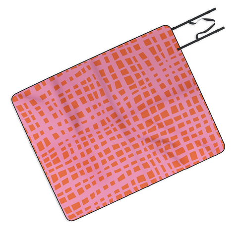 Angela Minca Retro grid orange and pink Picnic Blanket
