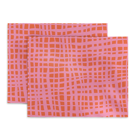 Angela Minca Retro grid orange and pink Placemat
