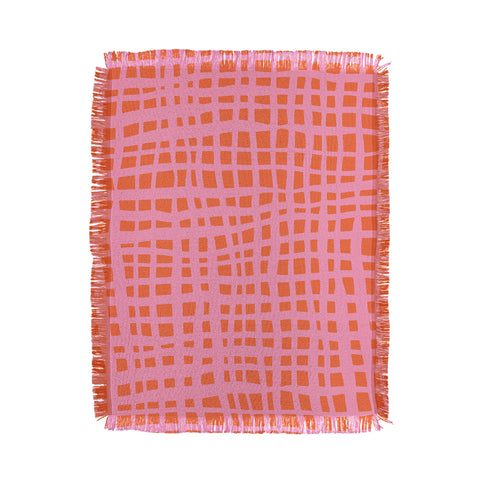 Angela Minca Retro grid orange and pink Throw Blanket