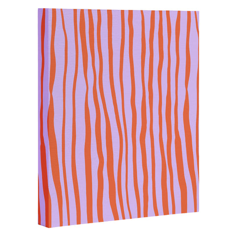 Angela Minca Retro wavy lines orange violet Art Canvas