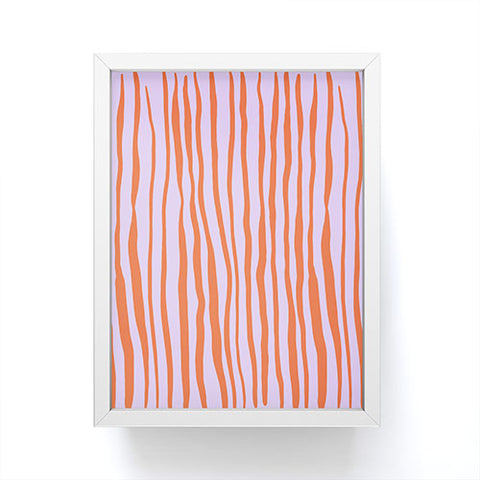 Angela Minca Retro wavy lines orange violet Framed Mini Art Print