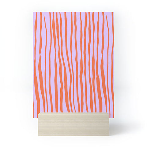 Angela Minca Retro wavy lines orange violet Mini Art Print