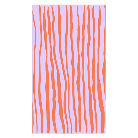 Angela Minca Retro wavy lines orange violet Tablecloth