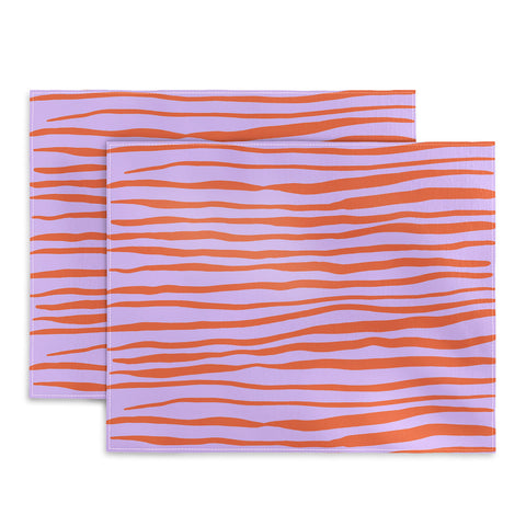 Angela Minca Retro wavy lines orange violet Placemat