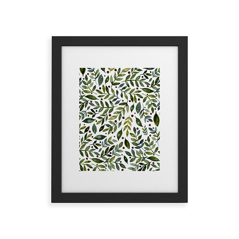 Angela Minca Seasonal branches green Framed Art Print