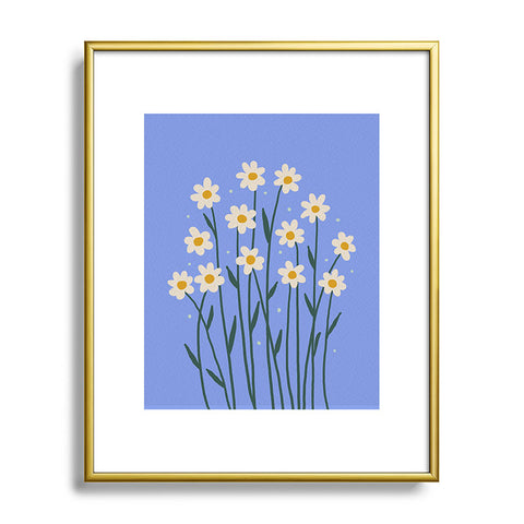 Angela Minca Simple daisies perwinkle Metal Framed Art Print