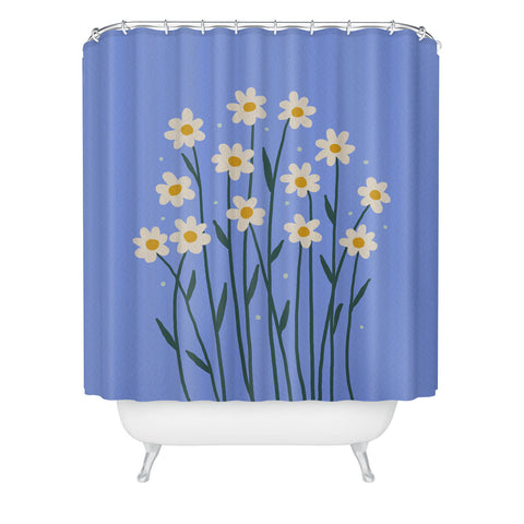 Angela Minca Simple daisies perwinkle Shower Curtain