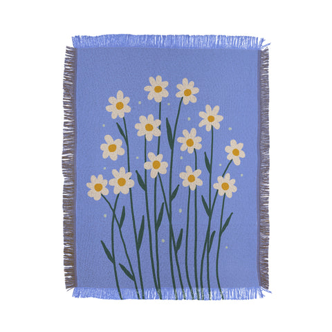 Angela Minca Simple daisies perwinkle Throw Blanket