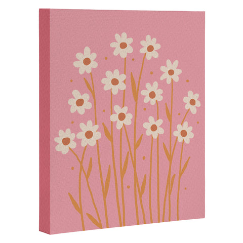 Angela Minca Simple daisies pink and orange Art Canvas