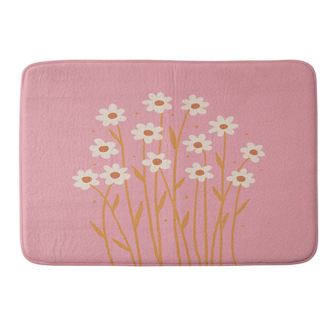 Angela Minca Simple daisies pink and orange Memory Foam Bath Mat