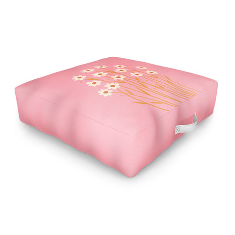 Angela Minca Simple daisies pink and orange Outdoor Floor Cushion