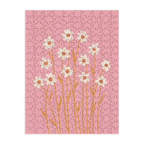 Angela Minca Simple daisies pink and orange Puzzle