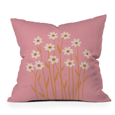 Angela Minca Simple daisies pink and orange Throw Pillow