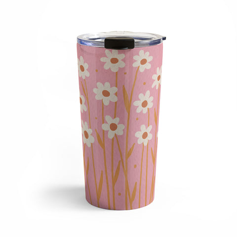 Angela Minca Simple daisies pink and orange Travel Mug