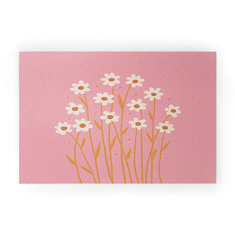 Angela Minca Simple daisies pink and orange Welcome Mat