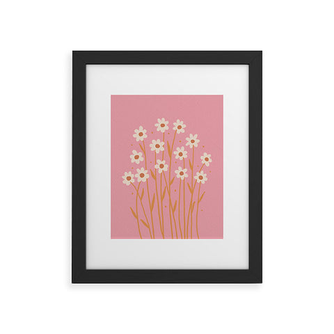 Angela Minca Simple daisies pink and orange Framed Art Print