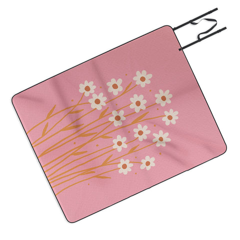 Angela Minca Simple daisies pink and orange Picnic Blanket