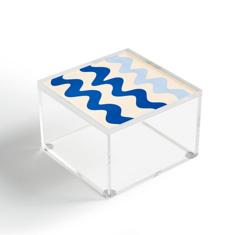 Angela Minca Squiggly lines blue Acrylic Box
