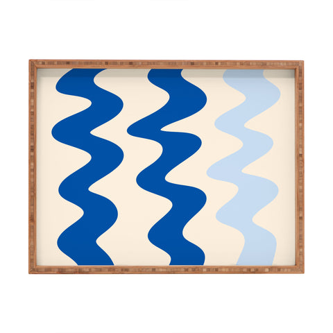 Angela Minca Squiggly lines blue Rectangular Tray