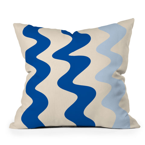 Angela Minca Squiggly lines blue Throw Pillow