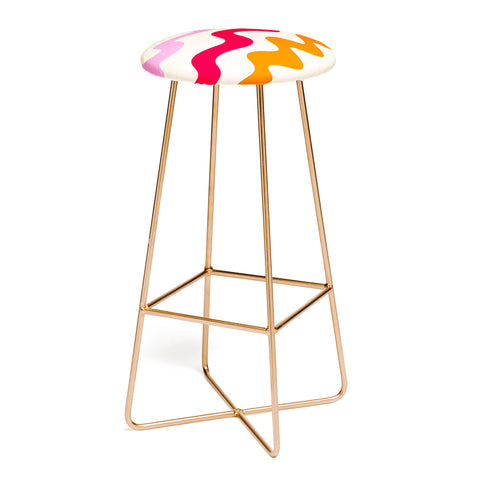 Angela Minca Squiggly lines orange and red Bar Stool