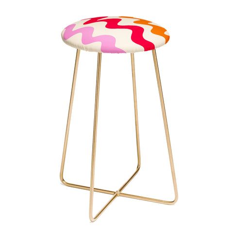 Angela Minca Squiggly lines orange and red Counter Stool