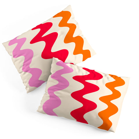 Angela Minca Squiggly lines orange and red Pillow Shams