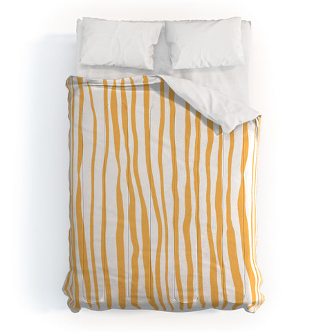 Angela Minca Summer wavy lines yellow Comforter